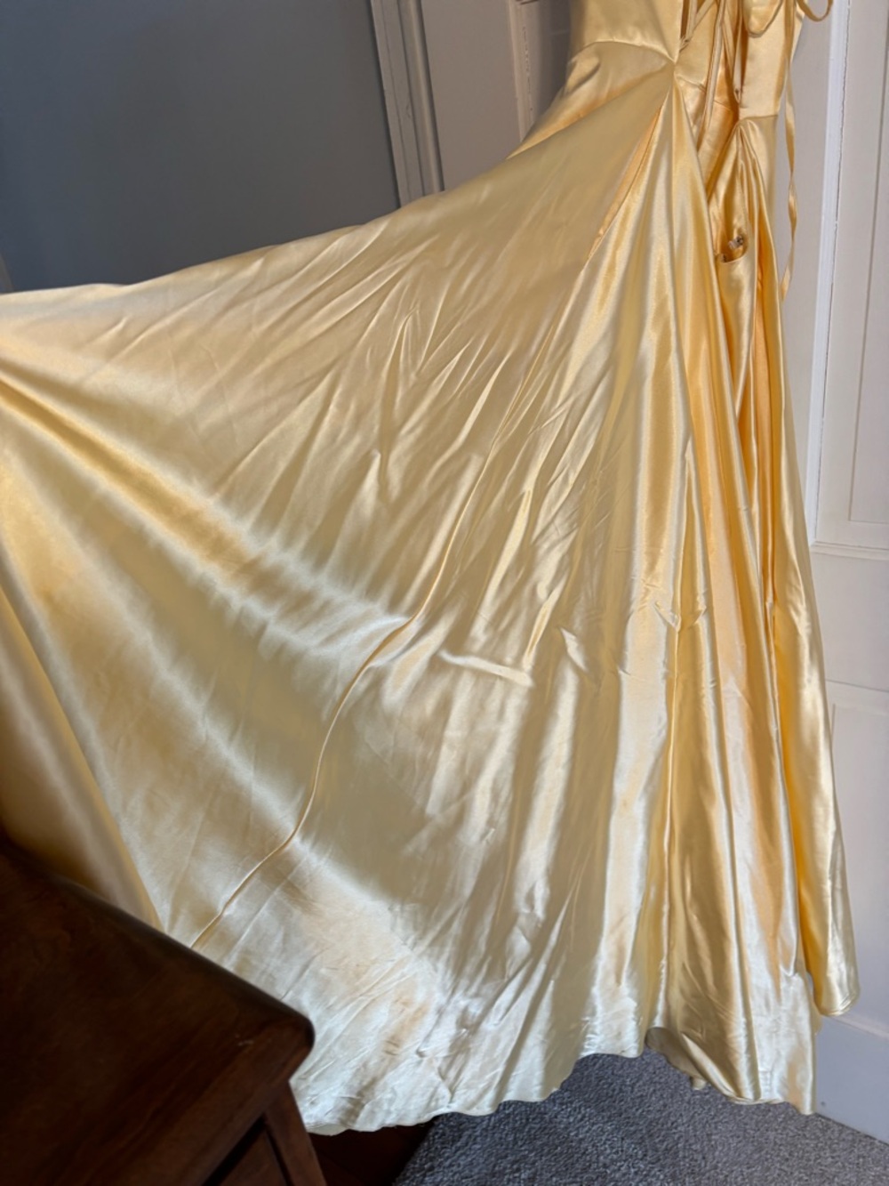 Faviana Yellow Satin Prom Dress - Picture 5 of 8